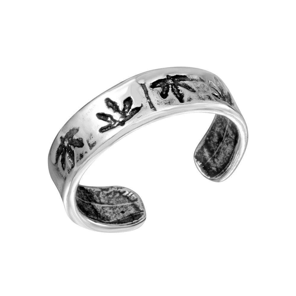 925 Silver MJ Leaf Adjustable Toe Ring