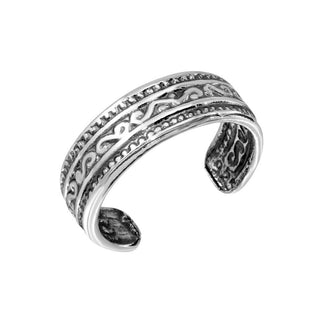925 Silver Wave Pattern Adjustable Toe Ring