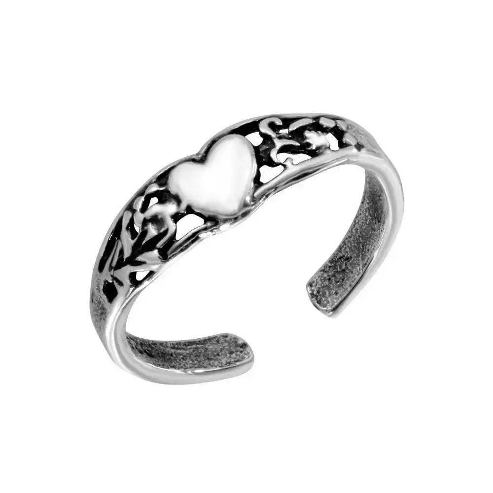 925 Sterling Silver Center Heart Toe Ring