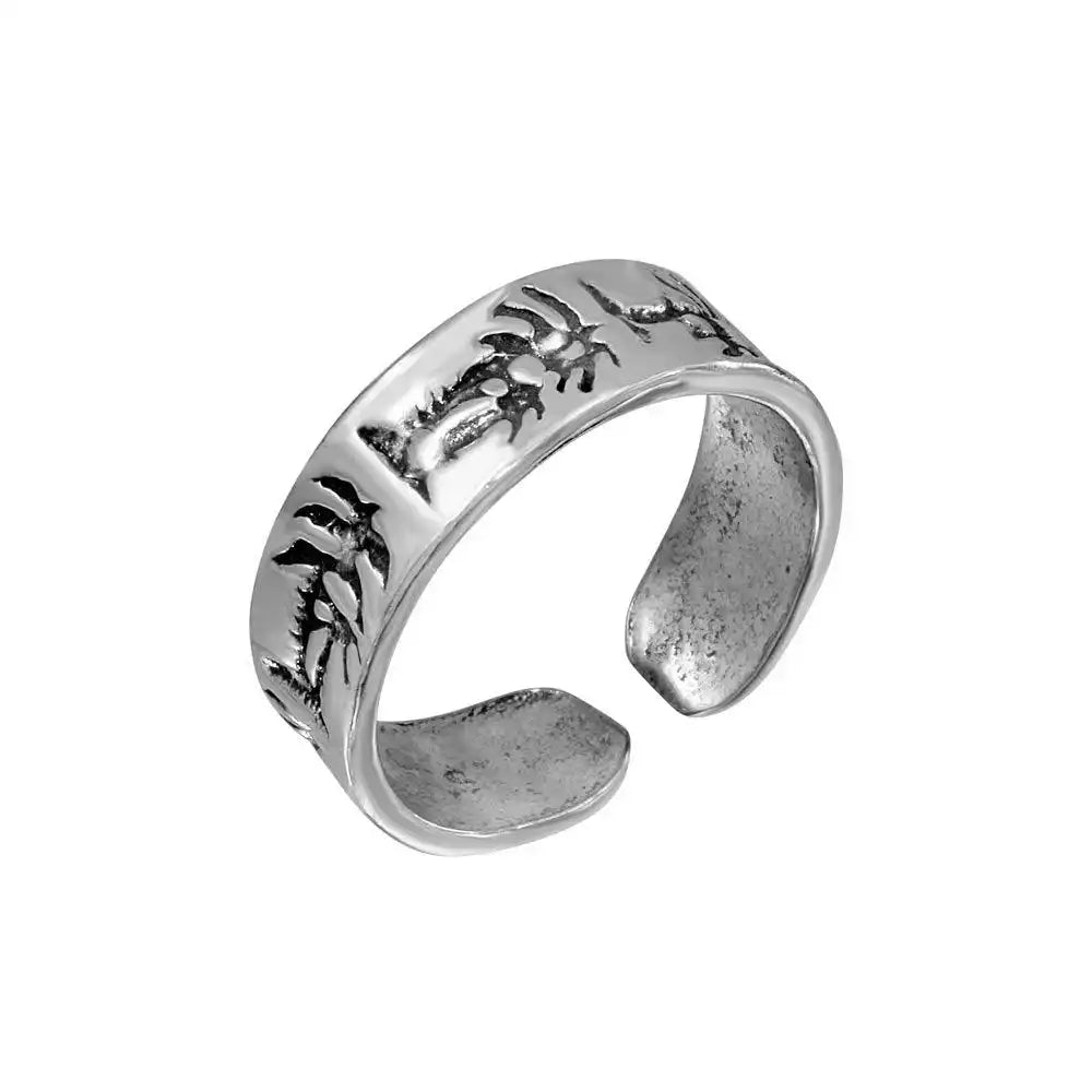 925 Sterling Silver Abstract Palm Tree Design Adjustable Toe Ring