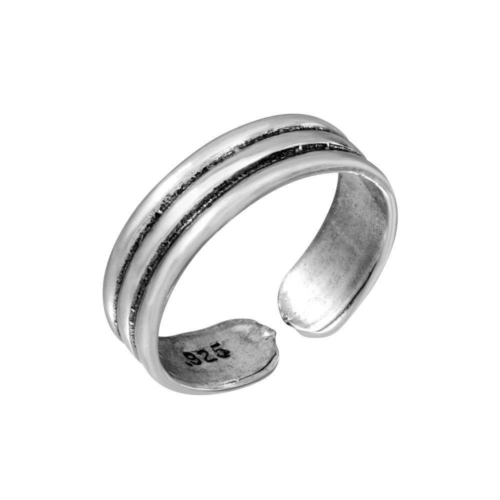 925 Sterling Silver 3 Row Adjustable Toe Ring