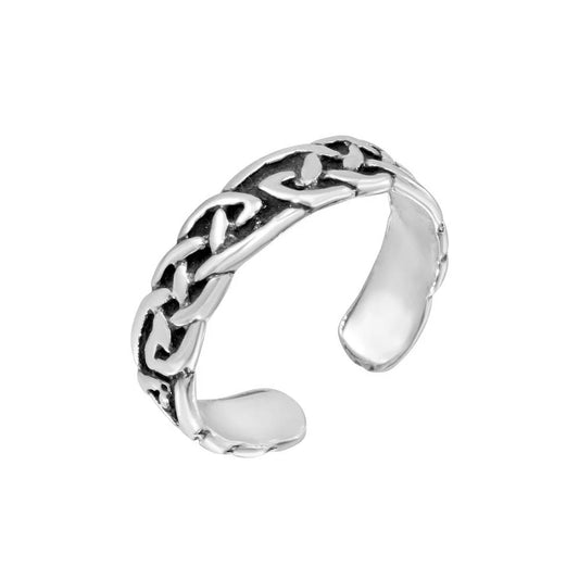 925 Silver Celtic Knot Weave Adjustable Toe Ring
