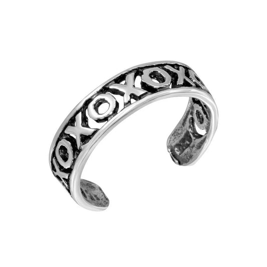 925 Silver XO Hugs Kisses Adjustable Toe Ring