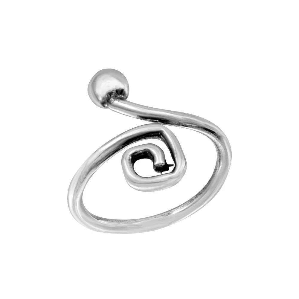 925 Silver Ball and Square Curl Adjustable Toe Ring