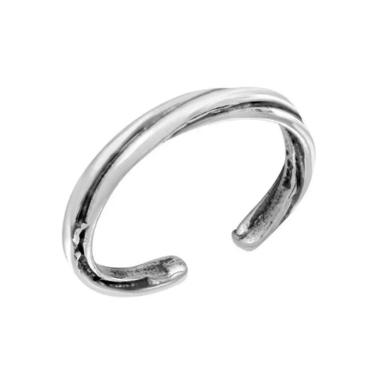 925  Sterling  Silver 2 Line Twist Adjustable Toe Ring