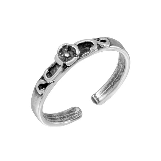 925 Silver Flower Curl Adjustable Toe Ring