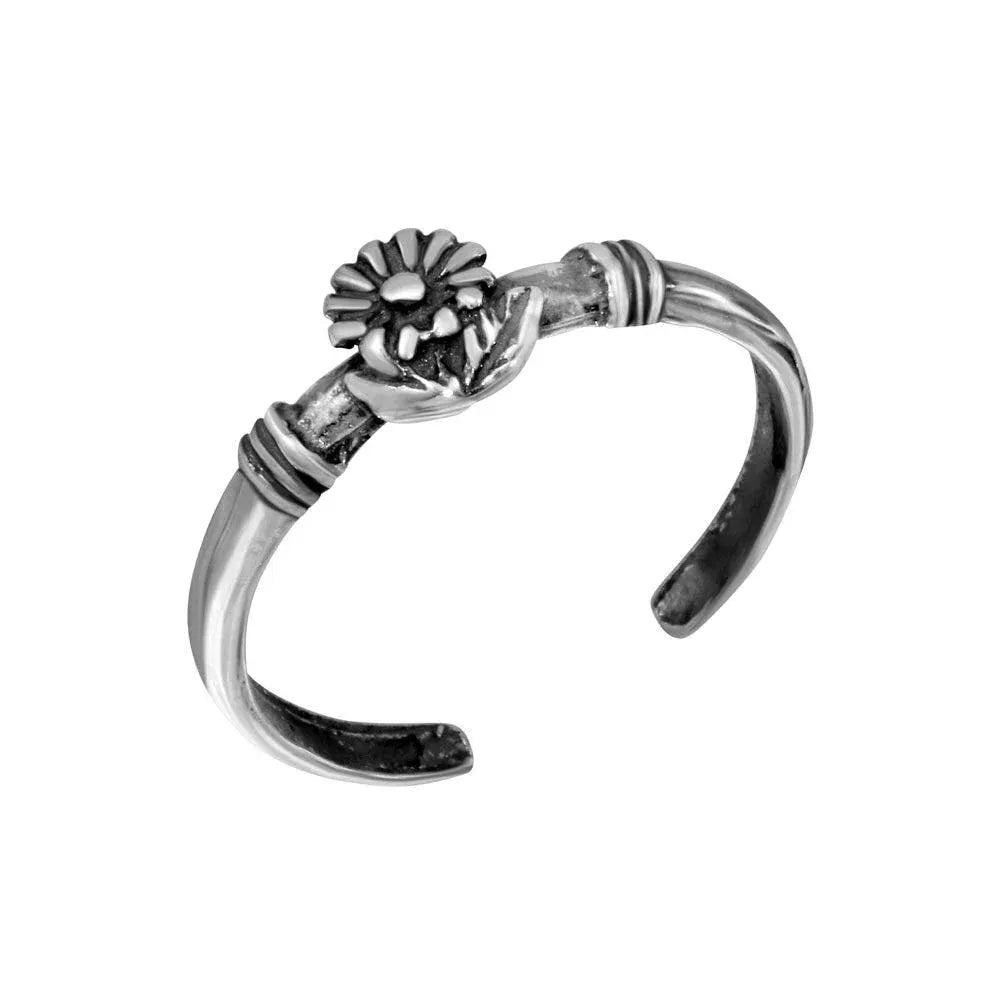 925 Sterling Silver Flower Adjustable Toe Ring