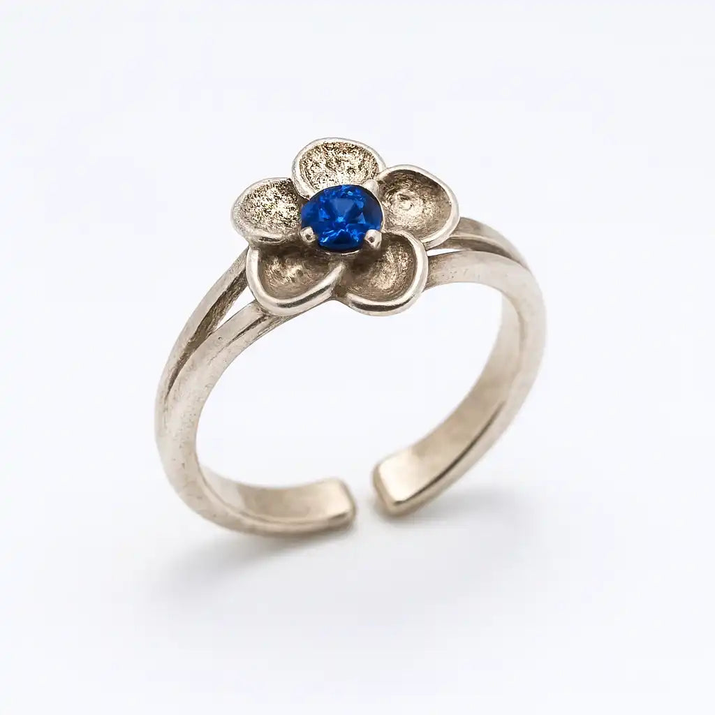 925 Sterling Silver Adjustable Colored CZ Flower Toe Ring