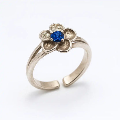 925 Sterling Silver Adjustable Colored CZ Flower Toe Ring