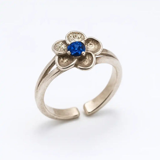 925 Sterling Silver Adjustable Colored CZ Flower Toe Ring