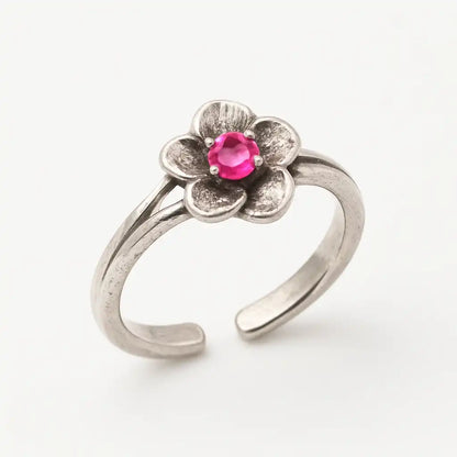 925 Sterling Silver Adjustable Colored CZ Flower Toe Ring