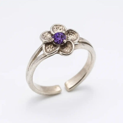 925 Sterling Silver Adjustable Colored CZ Flower Toe Ring