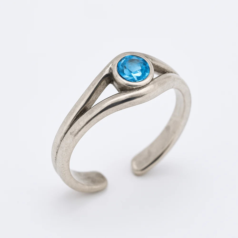 925 Sterling Silver Adjustable Colored CZ Accent Toe Ring