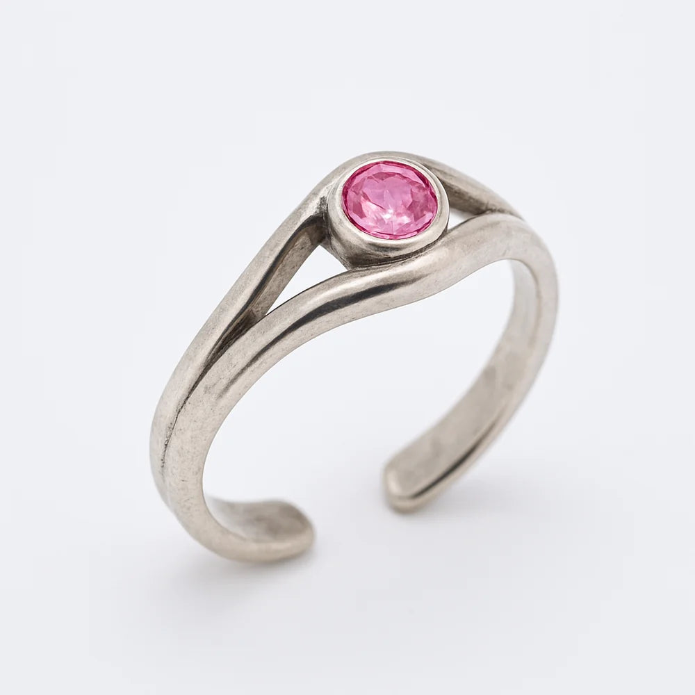 925 Sterling Silver Adjustable Colored CZ Accent Toe Ring