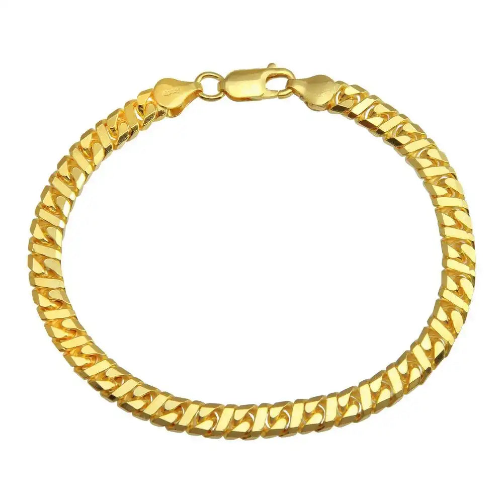 925 Sterling Silver Gold Plated Dollar Miami Cuban Bracelet 5.8mm