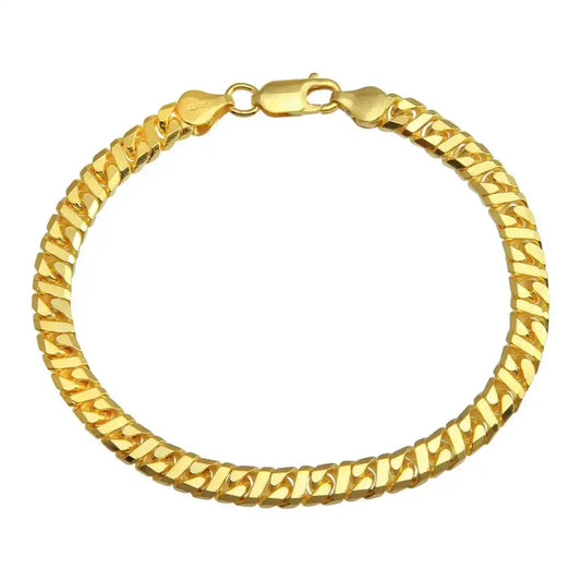 925 Sterling Silver Gold Plated Dollar Miami Cuban Bracelet 5.8mm