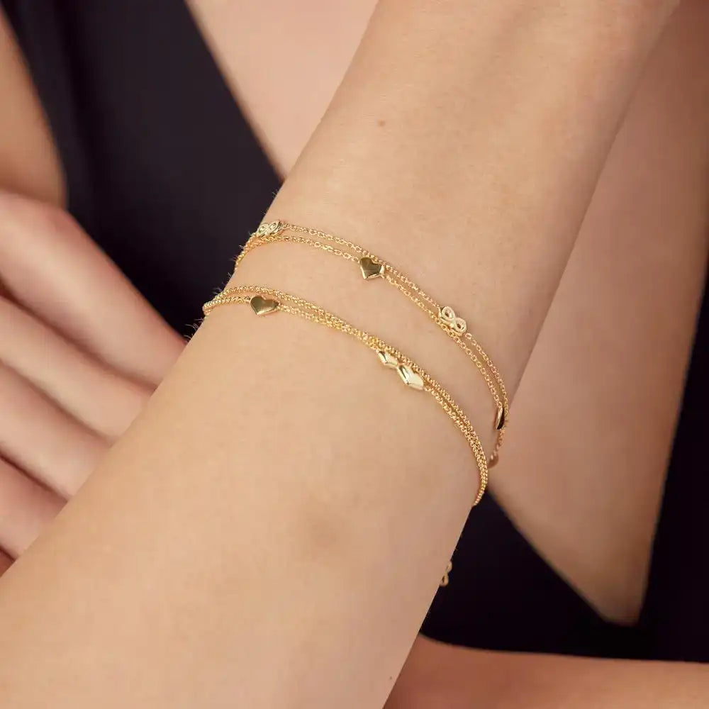 925 Sterling Silver Gold Plated Single Strand Bracelet with 3 Infinity Element
