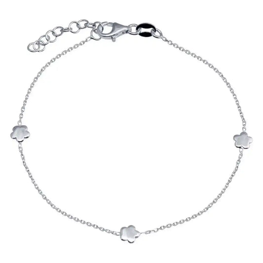 925 Sterling Silver Rhodium Plated Single Strand Bracelet with 3 Star Element