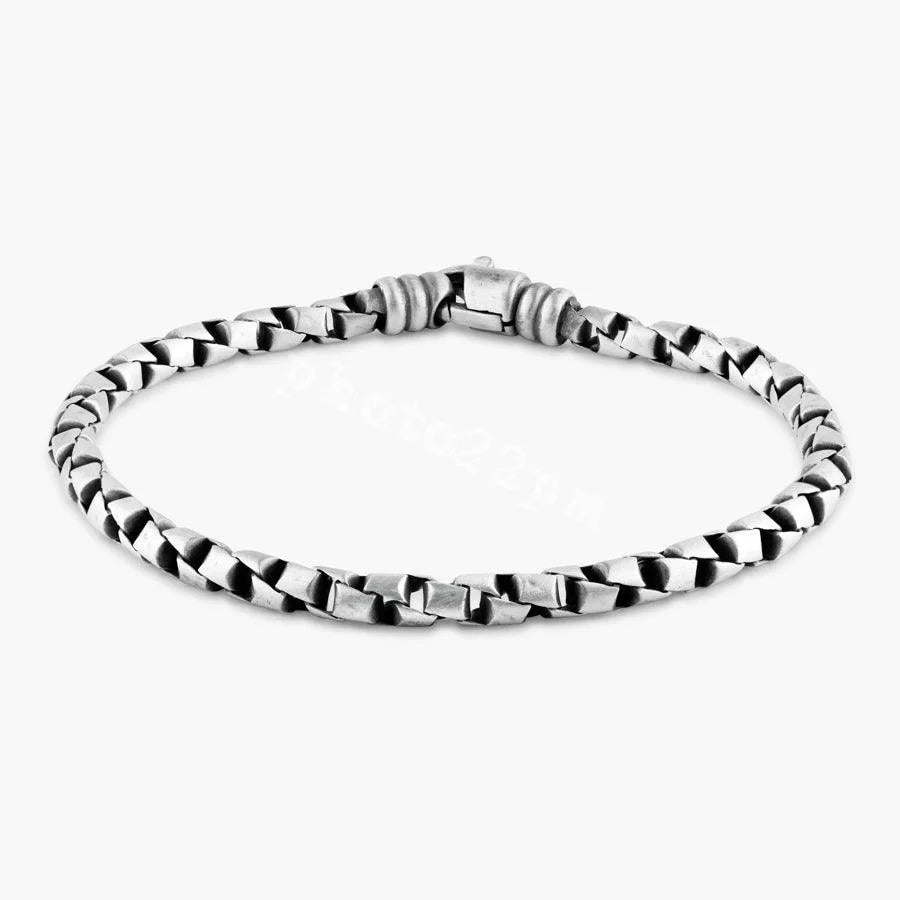 925 Sterling Silver Oxidized Round Braided Link Bracelet 4.2mm