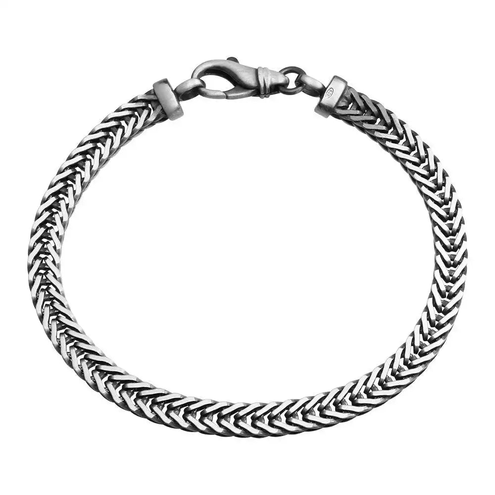 925 Sterling Silver Hand Made Gun Metal Finish Braided Bracelet 5.6mm
