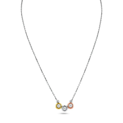 925 Sterling Silver 3 Tone Circles Necklace