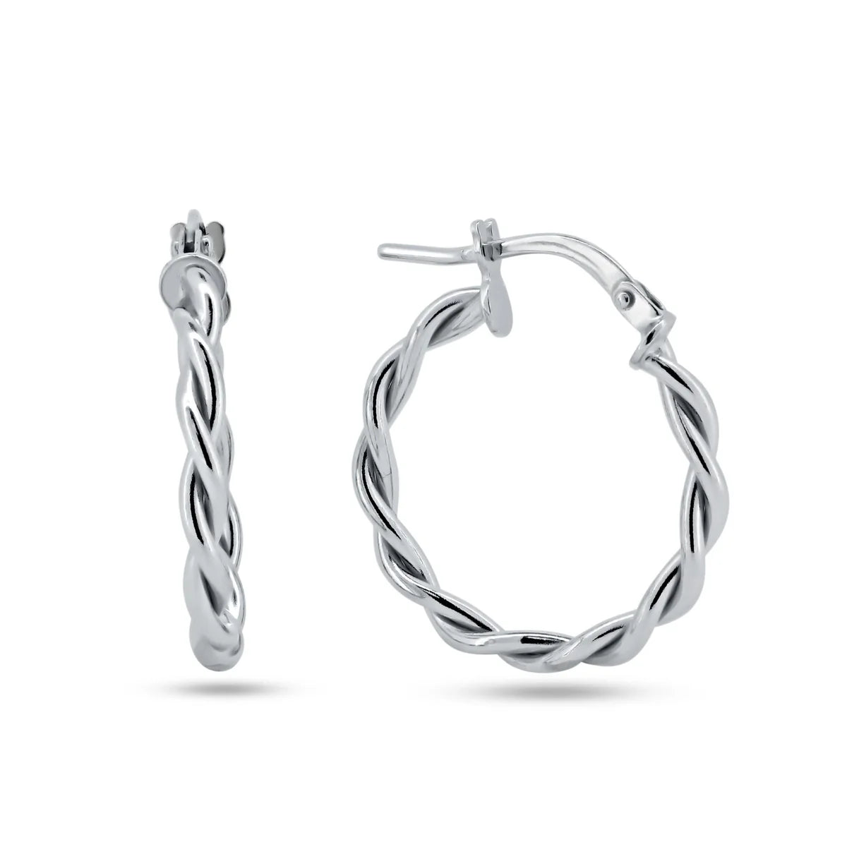 925 Sterling Silver Silver Twisted Hoop Earrings