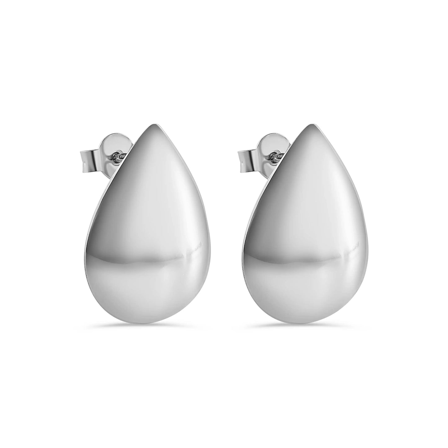 925 Sterling Silver Rhodium Plated Teardrop 16mm x 21.5mm Stud Earring