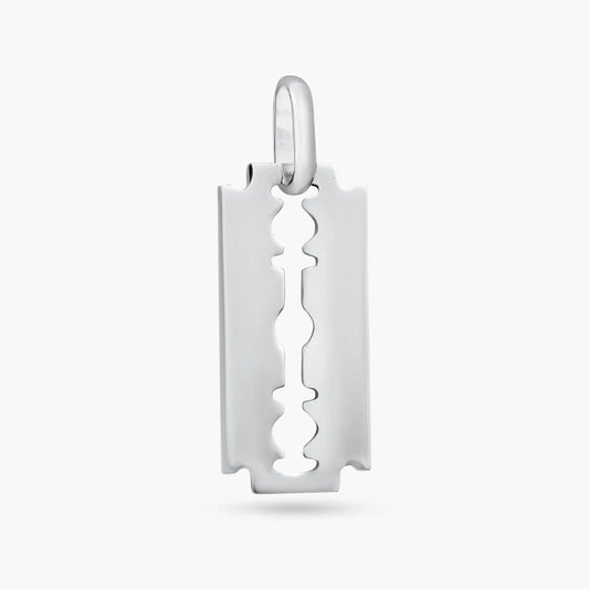 925 Sterling Silver Rhodium Plated Engravable Razor Pendant