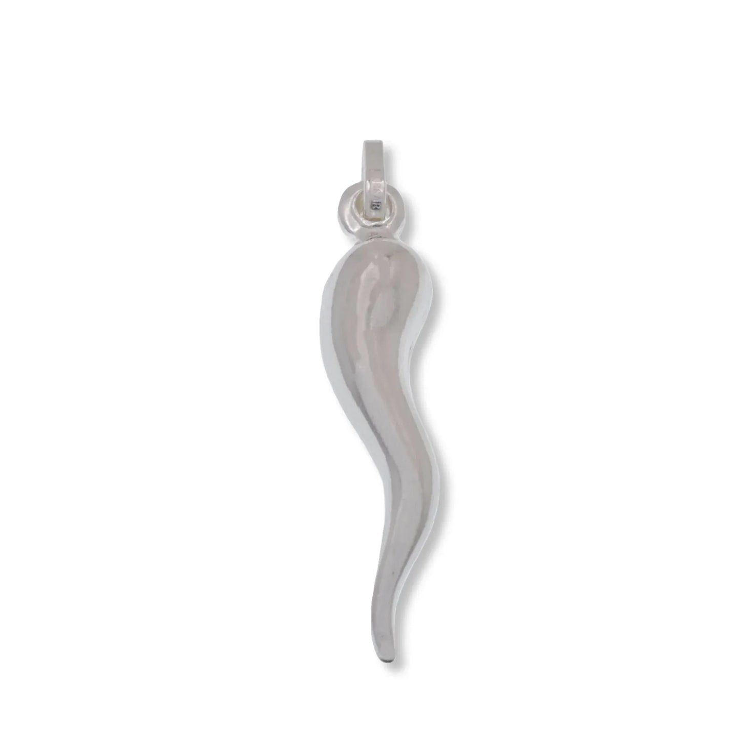 925 Sterling silver High Polished Italian Horn 6.7mm x 29.9mm Pendant