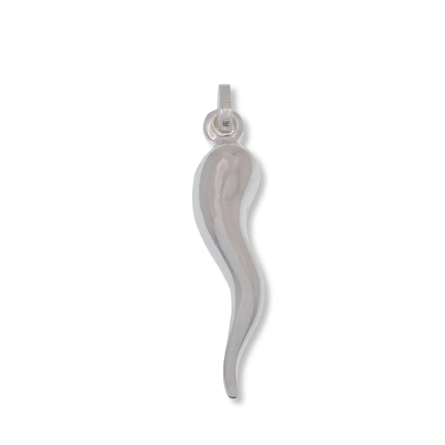 925 Sterling Silver High Polished Italian Horn 8.6mm x 41.5mm Pendant