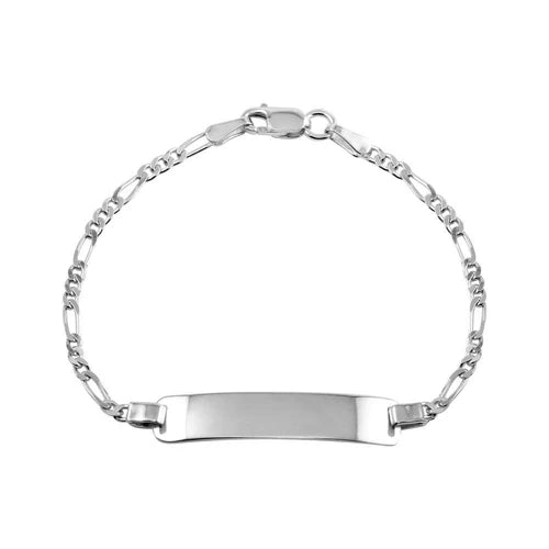 925 Sterling Silver Rhodium Plated  Figaro Baby ID Bracelet - DIB00031RH
