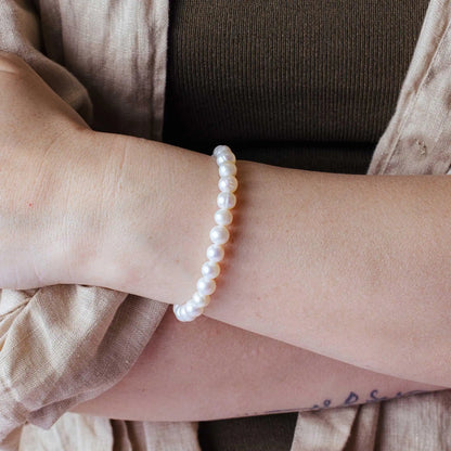 925 Sterling Silver Rhodium Plated Flower CZ Fresh Water Pearl Bracelet