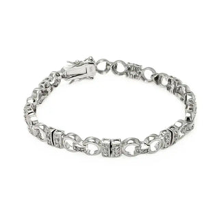 925 Sterling Silver Rhodium Plated CZ Link Bracelet
