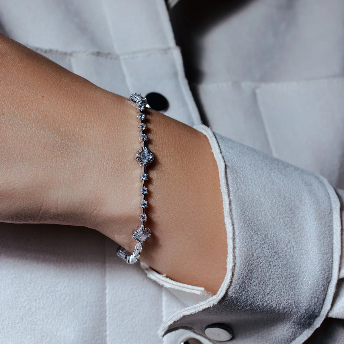 925 Silver Rhodium Plated Multiple Tennis Clear CZ Bracelet