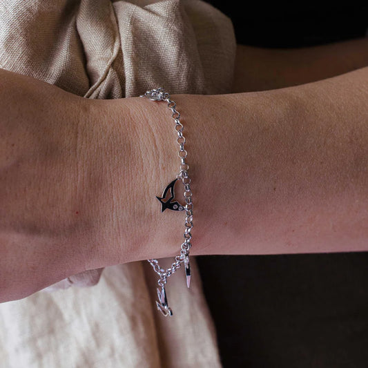 925 Silver Rhodium Plated Figures Bracelet