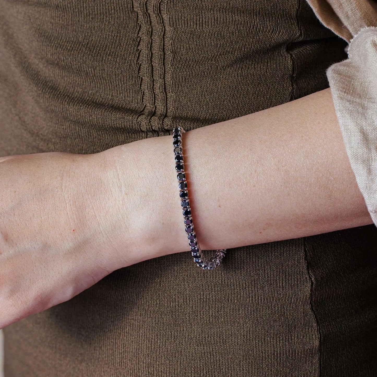 925 Sterling Silver Rhodium Plated Black Onyx Bracelet