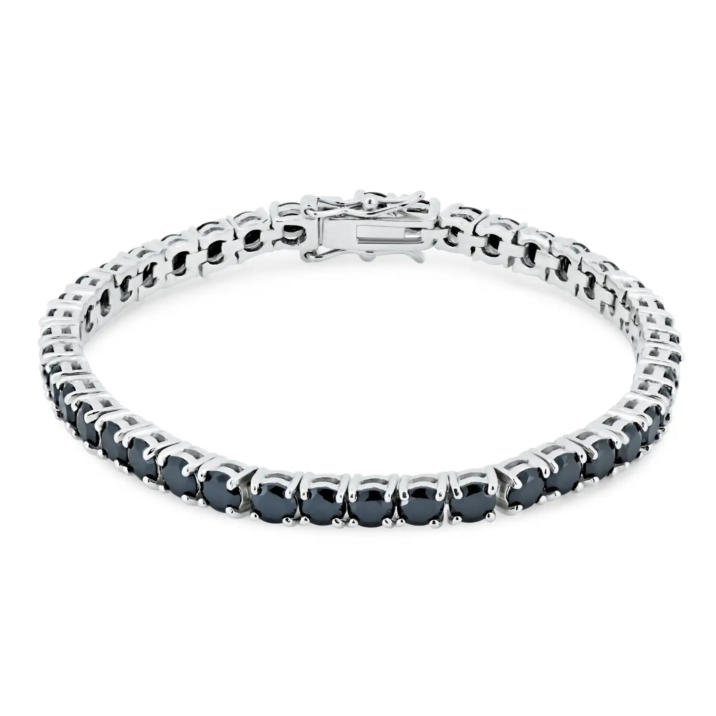 925 Sterling Silver Rhodium Plated Black Onyx Bracelet