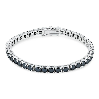 925 Sterling Silver Rhodium Plated Black Onyx Bracelet