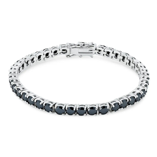 925 Sterling Silver Rhodium Plated Black Onyx Bracelet