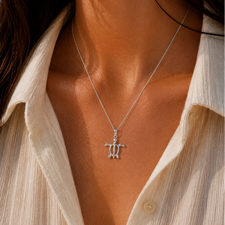 925 Sterling Silver Rhodium Plated Plain Turtle Necklace