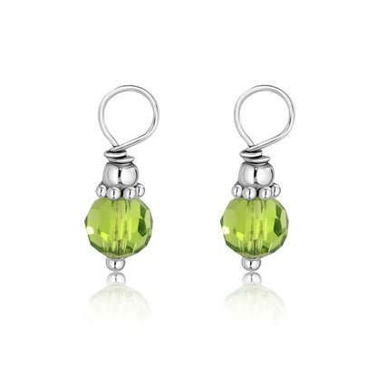 925 Sterling Silver Rhodium Plated Crystal Birthstone Charm Pendant