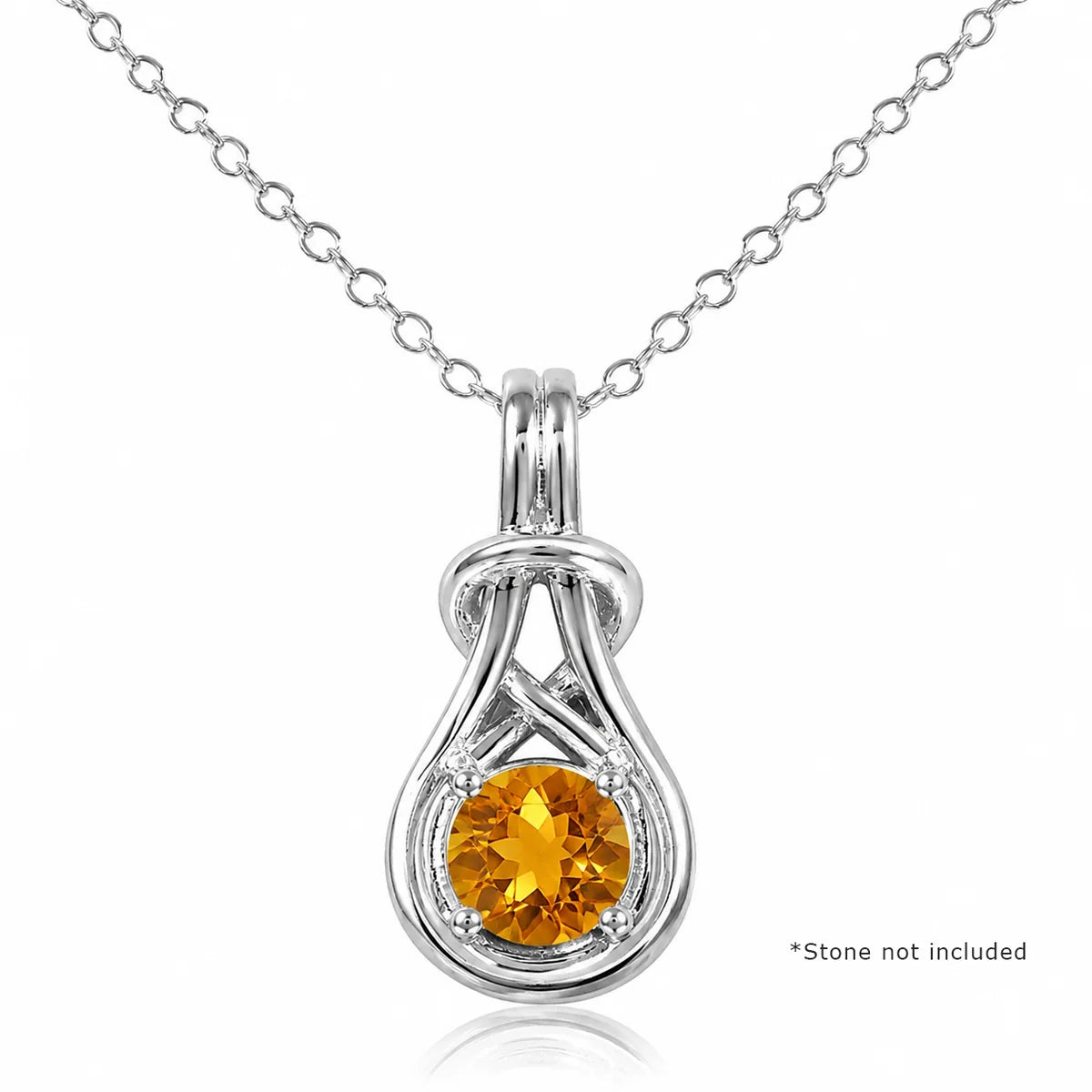 925 Silver Rhodium Plated Knot Mounting Pendant Necklace