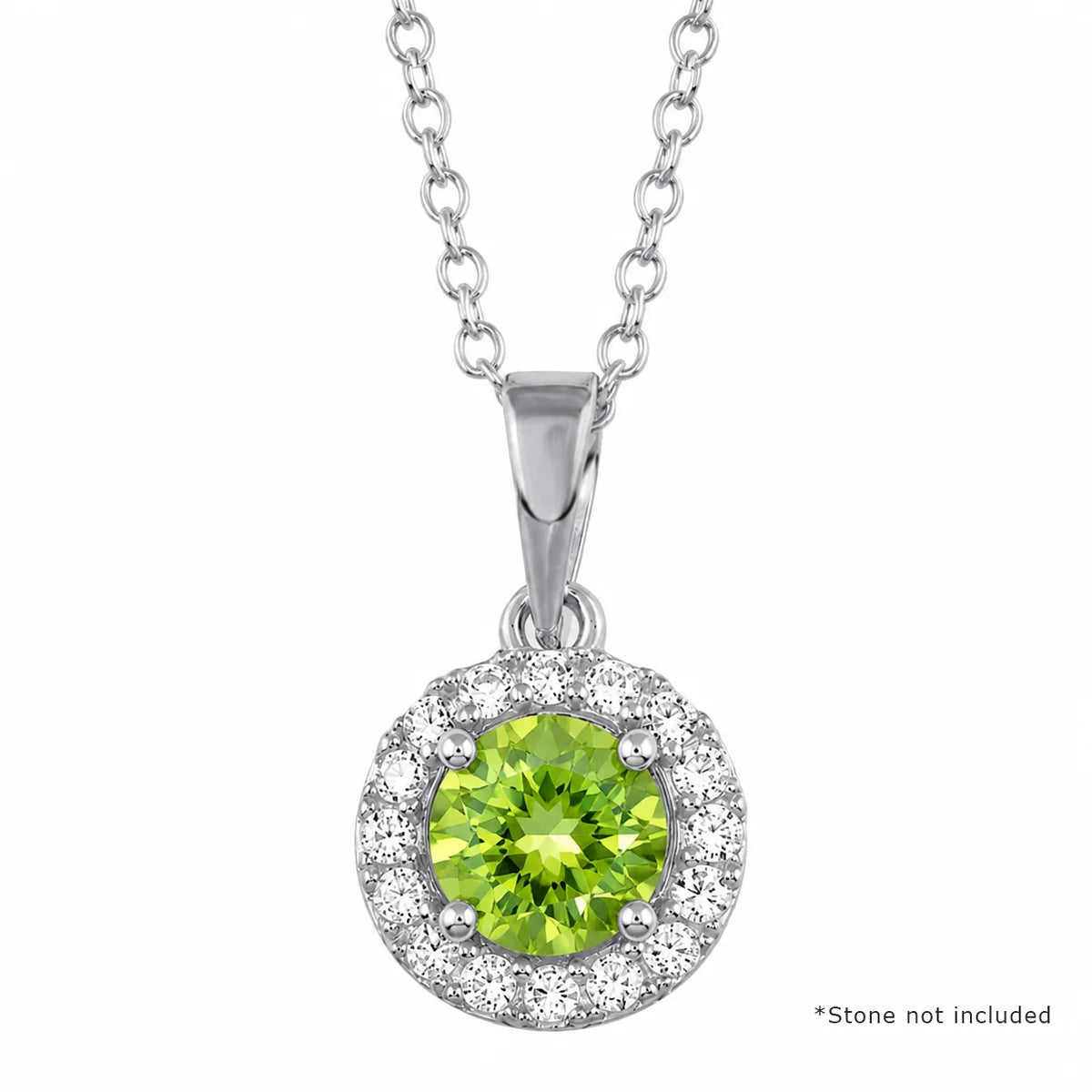 925 Silver Plated CZ Halo Mounting Pendant Necklace