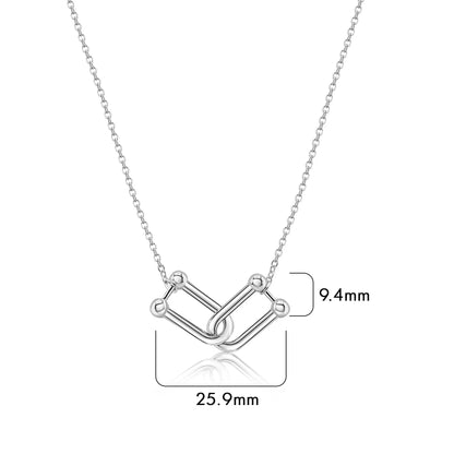 925 Sterling Silver Rhodium Plated Locking Design Necklace