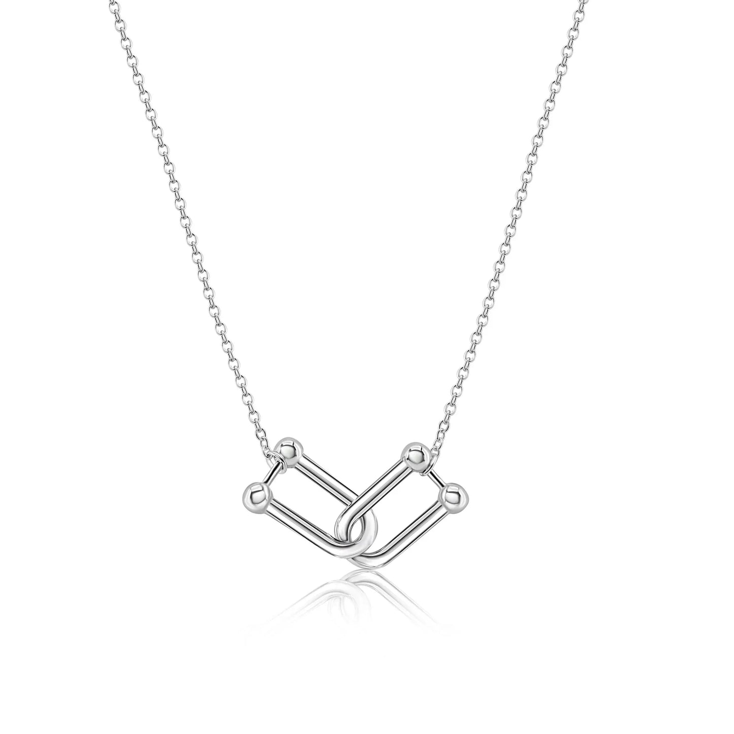 925 Sterling Silver Rhodium Plated Locking Design Necklace
