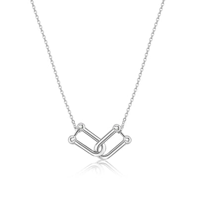 925 Sterling Silver Rhodium Plated Locking Design Necklace