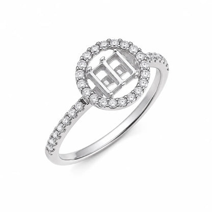 925 Sterling Silver Rhodium Plated Center Circle Mounting Only Ring