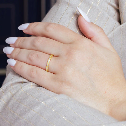 925 Sterling Silver Gold Plated CZ Eternity Ring