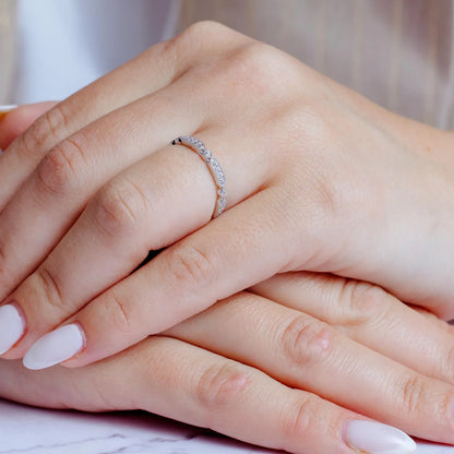 925 Sterling Silver Rhodium Plated CZ Eternity Ring