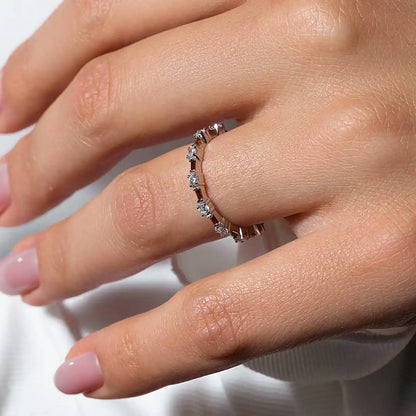 925 Sterling Silver Alternating Red Clear CZ Eternity Band